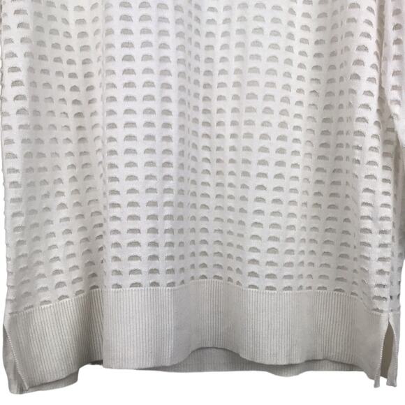 Lane Bryant Long Sleeve Knit Tunic Top White Ivory Sheer Mesh Arch Pattern 18/20 - Picture 3 of 11